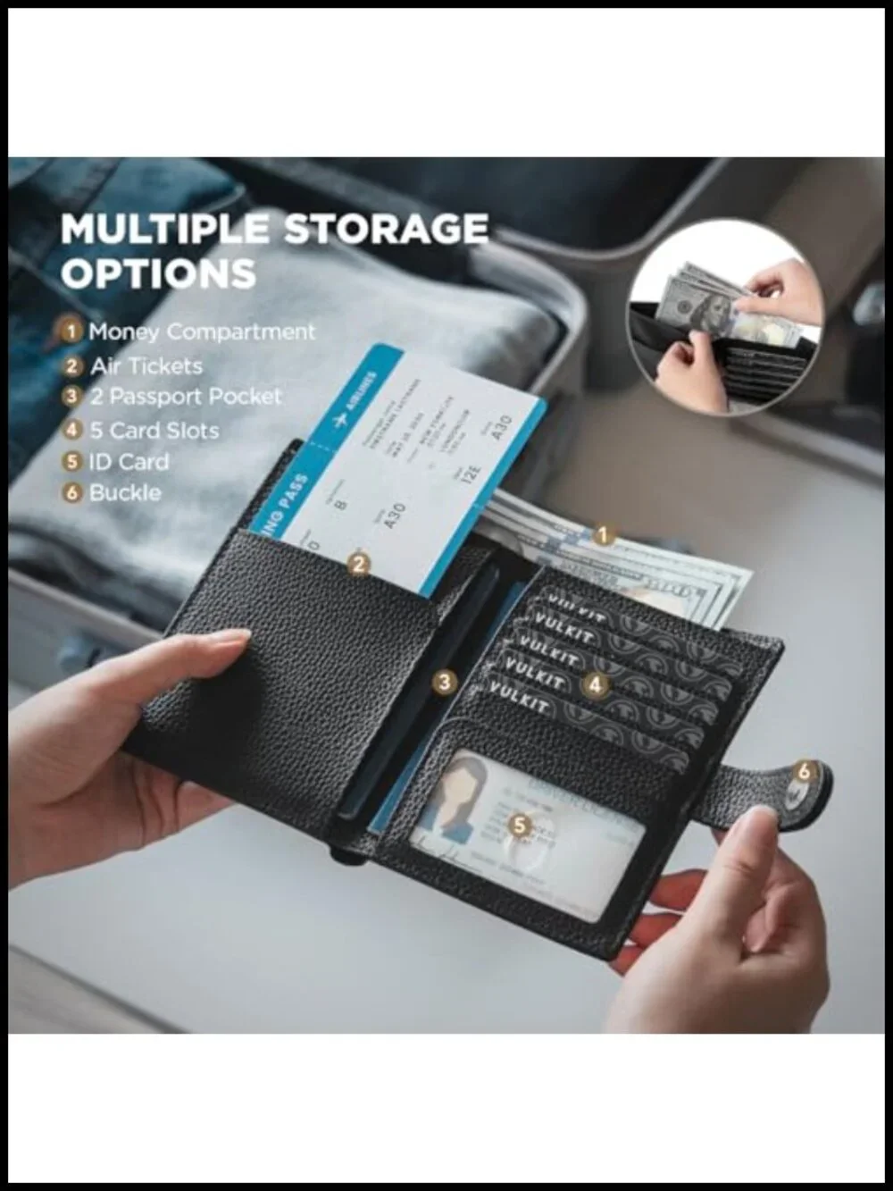 Leather Passport Wallet for 2 Passports RFID Blocking Travel Wallet Holder